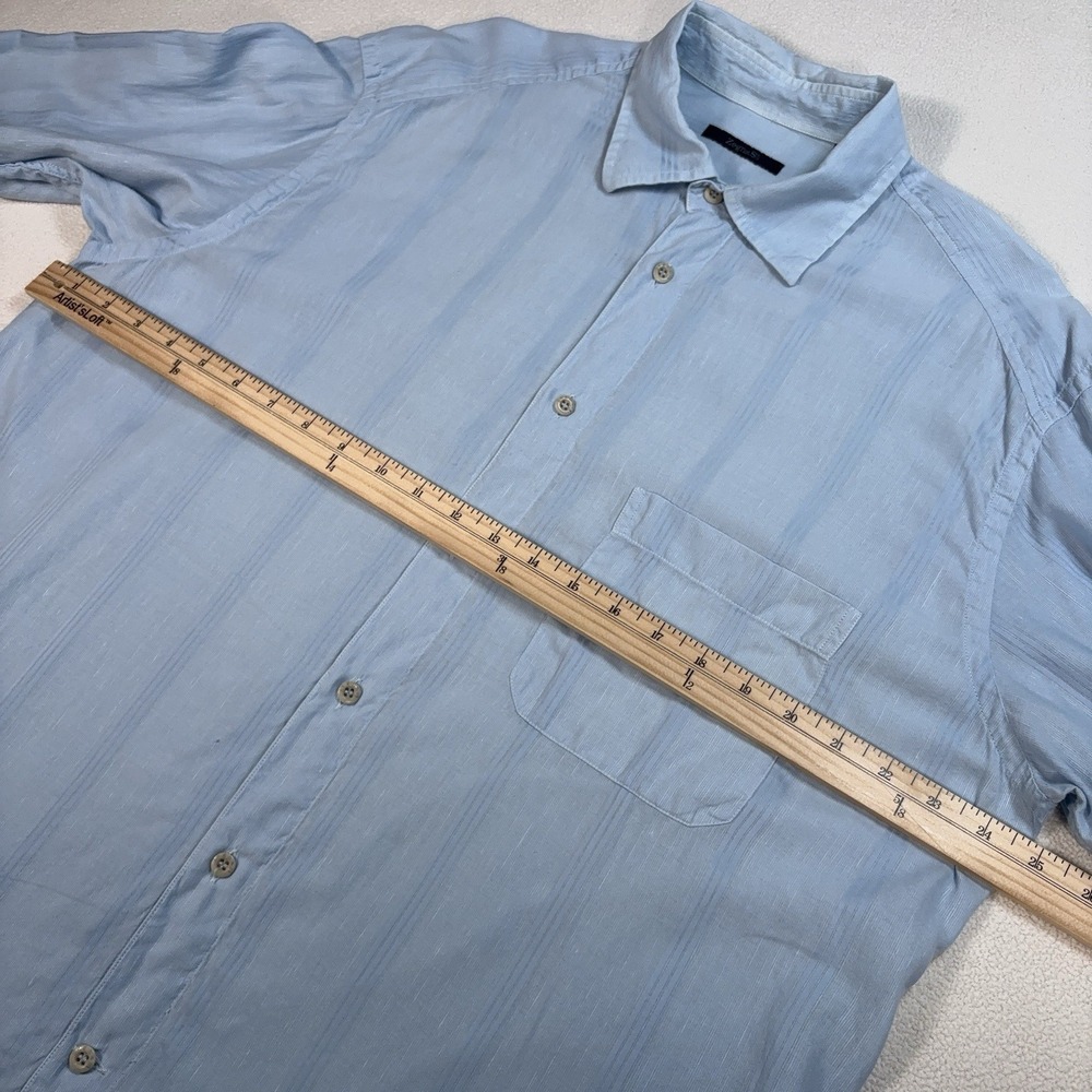 Zegna Sport Linen-Cotton Shirt Men XL Blue Stripe Pocket Made in Italy Button Up - Picture 10 of 16